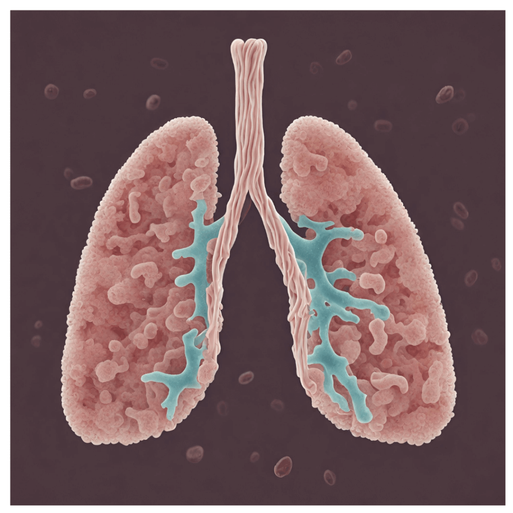 Representación gráfica de pulmones afectados por enfermedades respiratorias.